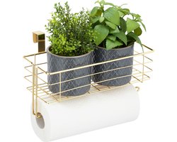 hangmand kast - met keukenrolhouder - badkamer - keuken - metalen mandje - goud