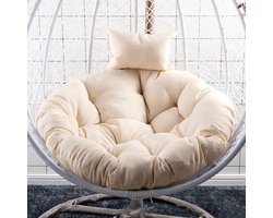 Hangmand Opknoping Ei Stoel Kussens Hangmat Stoel Kussens,Swing Opknoping Mand Zitkussen,Dikke Nest Rug Kussen Voor Outdoor Patio Tuin Schommelstoel Cu(Size:105cm,Color:Beige)