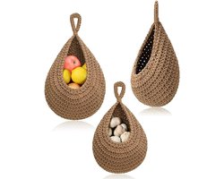 Hangmand voor fruit en groenten - natuurlijk katoen - set van 3 - boho stijl