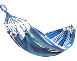 Hangmat 150x200 cm – Geschikt voor 1 of 2 Personen – Katoen/Polyester – Inclusief Ophangset en Draaghoes – Max. 200 kg
