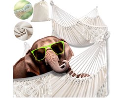 Hangmat boho - wit - 200x80 cm - max. 150 kg