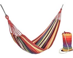 Hangmat Dubbele en enkele draagbare hangmat met boomtouwen | parachute-hangmatten | 200 x 100cm | Rood Gestreept