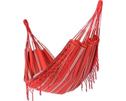 Hangmat Eénpersoons 'Bonaire' Fire (Rood) | Bijpasende opbergtas | 120 KG | 1% For The Planet | Tropilex