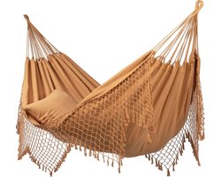 Hangmat Familie 'Fine' Mocca (Bruin) | Bijpasende opbergtas | 200 KG | Handgemaakt in Brazilië | 1% For The Planet | Tropilex