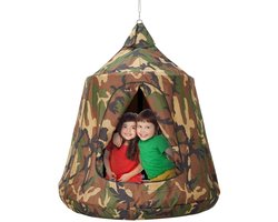 Hangmat - Hangmat voor Twee Personen - Hanging Chair - Hamac - Hammock Chair - Hangende boomtent - Hangmat met een capaciteit van 330 lbs - Hangende tent voor buiten - Schommel met LED-lichtsnoer - Snaarcamouflage