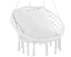 Hangmat - Hangmat voor Twee Personen - Hanging Chair - Hamac - Hammock Chair - Schommelstoel - 330 lbs capaciteit - Macramé Hangstoel Katoenen Touw - voor Slaapkamer Balkon Patio Tuin - Wit