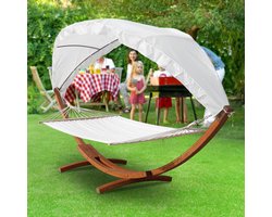 Hangmat houtmet frame 415cm 2 Persoons hangmatstandaard Outdoor XXL tot 200 kg