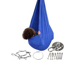 Hangmat Kinderen - Schommelstoel Hangstoel - Buiten Ontspannen - Elastische Ondersteuning - 26 x 20 cm - Blauw