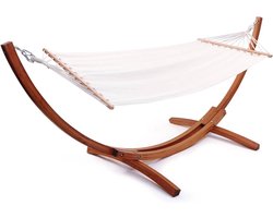 Hangmat met houten onderstel katoenen doek "Dallas" - 3 m - Ecru