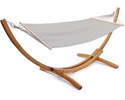 Hangmat met houten onderstel katoenen doek "Dallas" - 3 m - Grijs