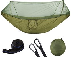 Hangmat met klamboe - Outdoor Camping - Muggennet - 250 x 120 cm - Groen