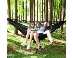 Hangmat met klamboe - Outdoor Camping - Muggennet - 290 x 140 cm - Zwart