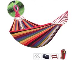 Hangmat met Ophangkoord, Opbergtas en Bevestigingstouwen -Geschikt voor 1of 2 personen260 x 150 CM -rood