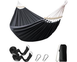 Hangmat met spreidstok - Duurzame hangmat voor de tuin - Draagbaar en comfortabel - Binnen en buiten - Terras - Tuin - Strand Hangmat met spreidstok