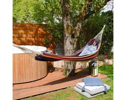 Hangmat met spreidstok XXL voor 2 personen - 400 x 160 cm - belastbaar tot 150 kg - 100% katoen - multicolor - meerdere personen Hangmat met spreidstok