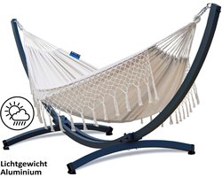 Hangmat met Standaard – 2-Persoons – Lichtgewicht Aluminium Frame tot 200 kg – Weerbestendig – Prime Kwaliteit