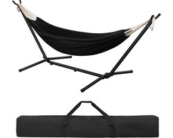 Hangmat met Standaard – 280x106x100 cm – Hangmat met Draagtas – Belastbaar tot 250 kg – Stevig Metalen Frame – Voor Tuin en Camping