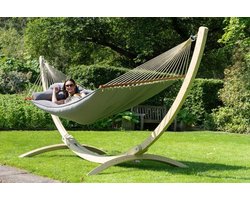 Hangmat Met Standaard - Grijs - 200 Kg Draagvermogen - Stof - Voor Buiten En Tuin