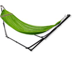 Hangmat met Standaard - Groen - Opvouwbaar en Inklapbaar - Metalen Frame - Tot 200 KG - Incl. Draagtas