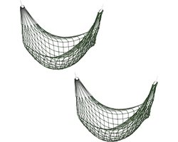 hangmat net - set van 2 - eenpersoons - tot 120 kg - lichtgewicht - camping - donkergroen