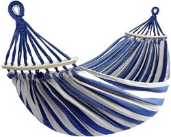 Hangmat Recreatie - Draagbare Schommel - Buiten Ontspannen - Inclusief Spreidstok - 180 cm Lengte - Blauw