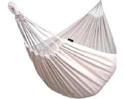 Hangmat Set Compleet - 200 X 100 CM - BEIGE - tot 200KG belastbaar - Lig Oppervlak van 2m² - Inclusief Touw en Karabijnhaak