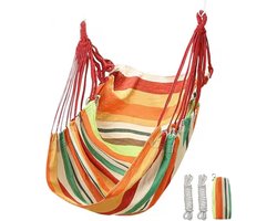 Hangmat stoel-hangstoel buiten-hangstoel buiten zonder standaard-Schommelstoel - Extra grote, dikke canvas hangmat - Maximaal 136 kg - Dikke canvas hangmat voor studentenkamers - Oranje - 130x100 cm