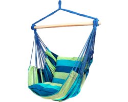 Hangmat Stoel - Hangstoel voor Binnen of Buiten - Incl. 2 Kussens - Blauw