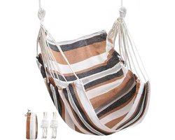 Hangmat Stoel - Schommelstoel Tuin - Buiten Ontspannen - Zachte Canvas Stof - 130 x 100 cm - Wit
