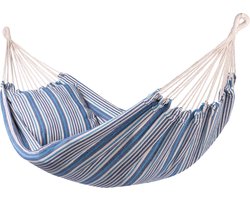 Hangmat Tweepersoons 'Rustic' Double - Blauw - 350 CM - 180 KG - Opbergtas incl. - 123 Hammock