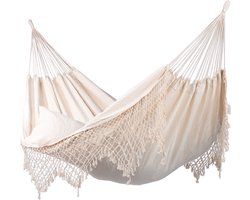 Hangmat Tweepersoons 'Sublime' Natura (Wit / Ecru) | Bijpasende opbergtas | 180 KG | Handgemaakt in Brazilië | 1% For The Planet | Tropilex