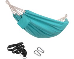 Hangmat voor 2 personen - 210 x 150 cm - tot 300 kg - belastbaar - inclusief transporttas - bevestigingsriem - karabijnhaak - GDC15BU hangmat 2 person