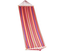 Hangmat voor 2 personen met schommelframe 200 x 80 cm - kleurrijke Hamock - Met verstevigde hangbar