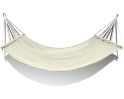 Hangmat voor buiten - Dubbele hangmat - Ontspannen in de tuin - Moderne stijl - 210 x 150 cm - Crèmekleurig