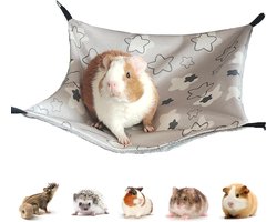 Hangmat voor Cavia's en Konijnen - Verstelbare Avocado Rust- en Speelplek, Antislip Ontwerp, Sterren Grijs, Geschikt voor Hamsters en Kleine Dieren