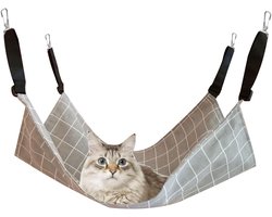 Hangmat voor katten - hangend huisdierbed - 1 stuk - hangmat voor huisdieren - hangmat voor kattenkooi - hangmat voor huisdierenkooi - kattenbed - ademend - haakhangmat voor katten - schommelkattenhangbed - Grijs - S