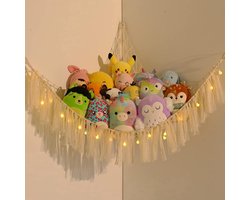 Hangmat voor knuffels - Opbergnet voor speelgoed - Wit