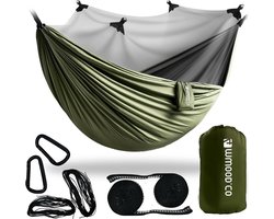 Hangmat voor twee personen met muggennet - wandelen survival reizen - belastbaarheid tot 450 kg - 280 cm x 185 cm - beige en bruin hangmat 2 person