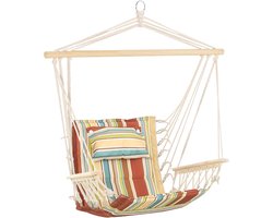 Hangmatstoel met Dikke Touw en Brede Zitting - Multi-Color Streep voor Binnen en Buiten