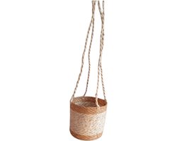 Hangplantenmandje /hangmandje Wit/Naturel 16cm