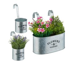 hangpot buiten - set van 3 - 2 groottes - balkon - zilver