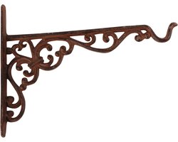 Hangpot haak - 2x - metaal - sierlijk - 26 x 18 cm - muurhanger - Muurpothangers voor plantenbakken/bloembakken - Tuin/muur decoraties