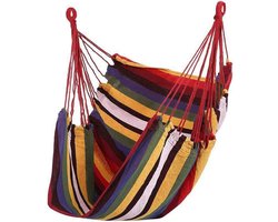 Hangstoel Canvas - Schommelstoel Binnen - Buiten Ontspannen - Verstelbare Touwen - 32 x 12 x 9 cm - Multicolor Gestreept