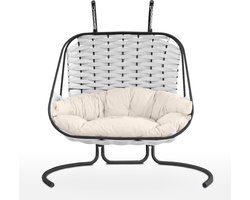 Hangstoel cocoon - Dubbele stoffen schommelstoel met handgeweven schuim - voor binnen en buiten - Dubai EvergreenWeb - zelfdragend - zachte kussens hangstoel cocoon