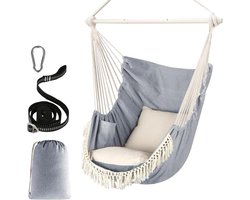 Hangstoel cocoon Opknoping Swing Max 500LB - 2 Kussens Inbegrepen - Stalen Spreider Bar - Anti-Slip Groeven - Draagbare Hangstoel - Zijzak - Grote Macrame Boheemse Stoel - Indoor Outdoor hangstoel cocoon