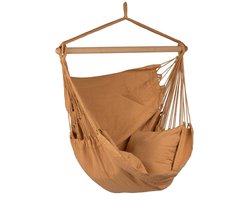 Hangstoel Eénpersoons 'Organic' Mocca (Bruin) | Bijpasende opbergtas | 120 KG | Handgemaakt in Brazilië | 1% For The Planet | Tropilex
