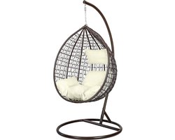 Hangstoel - Ei Stoel met Frame - Bruin-Beige - Tot 125 kg - UV- en Weerbestendig