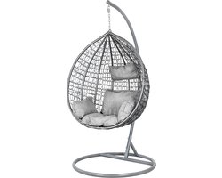 Hangstoel - ei stoel - met grijze standaard & kussens - tot 125kg