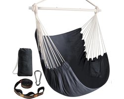 Hangstoel - Grote Hangstoel - Relax Hangende schommelstoel - Katoen Weave - Superieur Comfort - Duurzaamheid - Binnen - Buiten - Thuis - Slaapkamer - Patio - Deck - Yard - Tuin - Ontspanning hangmat