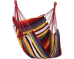 Hangstoel - Hangende stoel schommel - Ontspannen buiten - Kleurrijk gestreept ontwerp - 32 x 9 cm - Multicolor